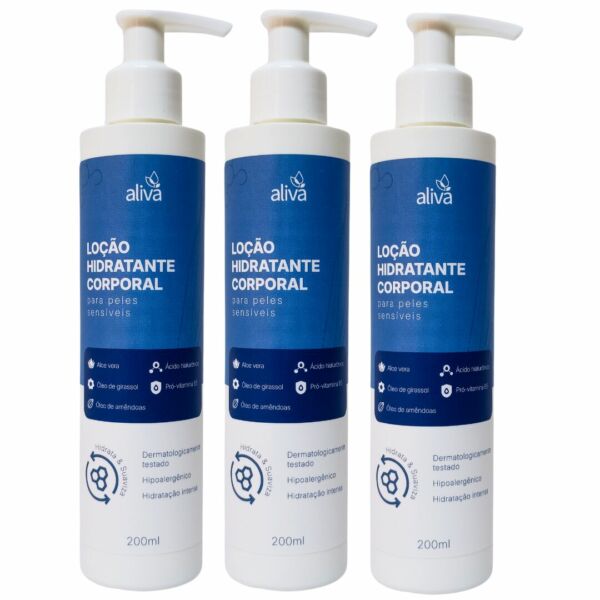 Kit 3x Loção Hidratante Corporal para Peles Sensíveis